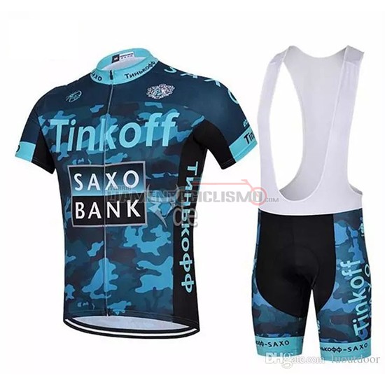 Abbigliamento Ciclismo Tinkoff Saxo Bank Manica Corta 2018 Blu